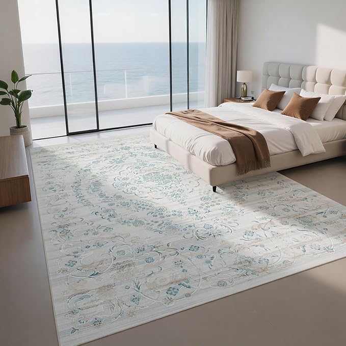 Washable Rugs 8x10 Area Rugs for Living Room-Modern Abstract Rugs for Bedroom