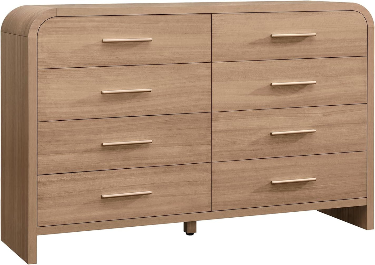 Curved Drawer Dresser for Bedroom with 8 Drawers, 54'' Wide Chest of Drawer