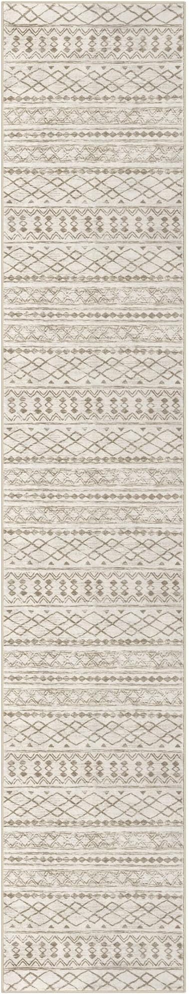 KUTA Boho Runners for Hallways 2.6x14 ft Moroccan Beige Washable Long Hall