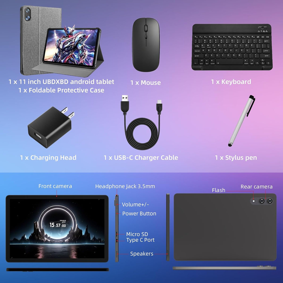 11 inch Tablet with Keyboard,Android 16 Tablet with Octa Core Processor