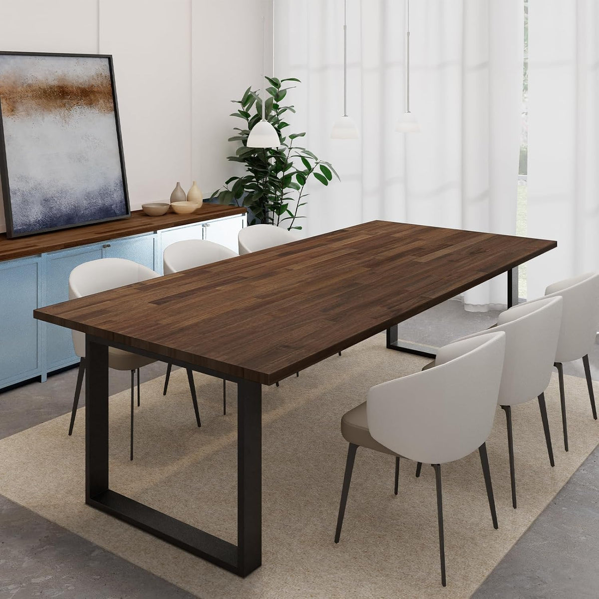 Howizz 55 x 28 in. Solid Wood Table Top, Dark Walnut Stained Acacia Desktop for Standing Desk/Office Tabletop/Countertop, 1in. Thick