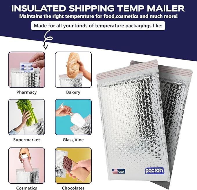 400-Pack Insulated Silver Thermal Bubble Mailers 20 x 23 - Waterproof Metallic Foil Self-Sealing Padded Envelopes for Cold Shipping, Perishables, Food, Cosmetics, Pharmaceuticals