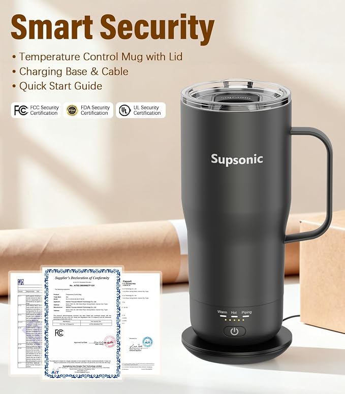 Supsonic Heated Coffee Mug, 20oz Electric Temperature Control Cup | Keeps