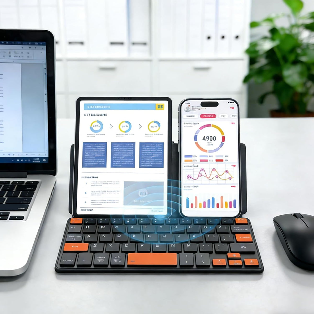 Universal Wireless Keyboards Portable Mini Keyboard with Any-Angle Stand
