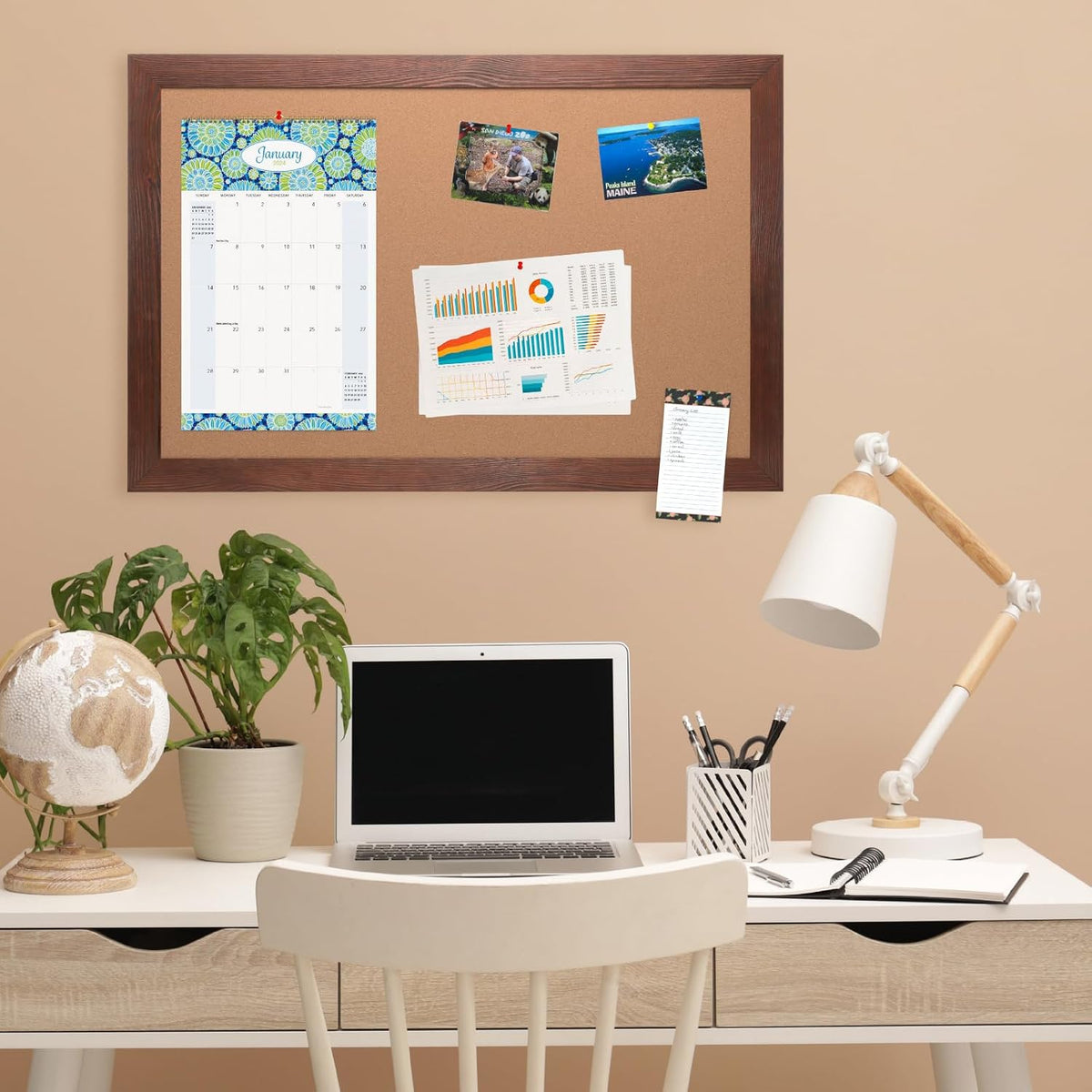 Excello Global Products 24" x 36" Rustic Wood Frame Corkboard