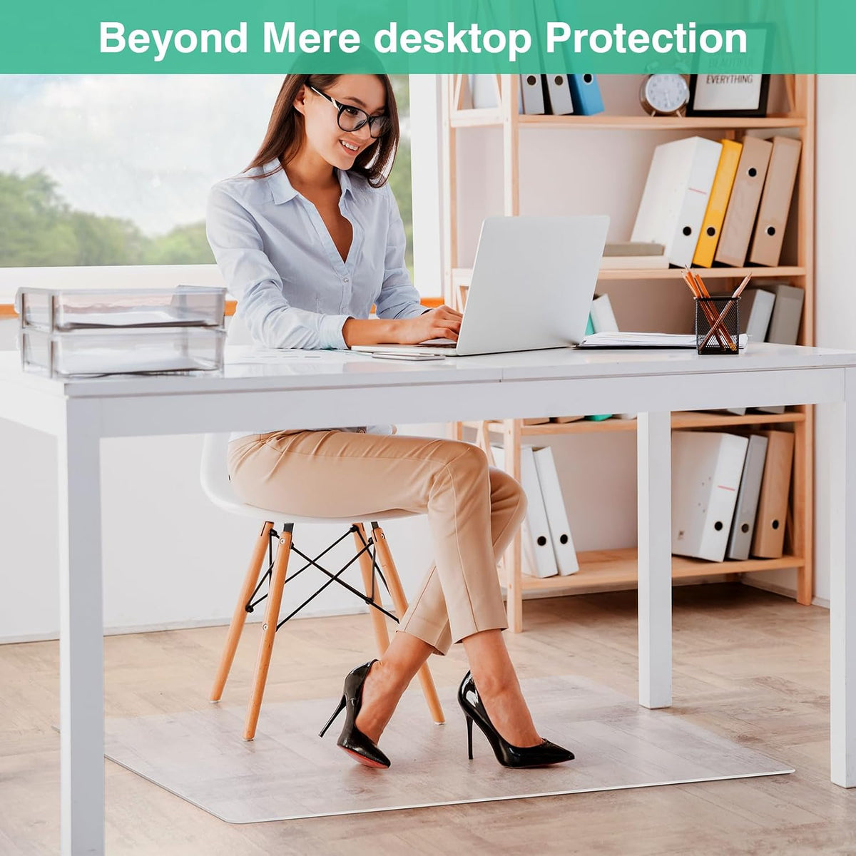 NATRKE Clear Chair Mat for Hardwood Floor, 30" × 48" Office Chair Mat Transparent Floor Mat with Non-Slip Frosted Back, Heavy Duty PVC Protector Mat for Home, Office & Tile Floors