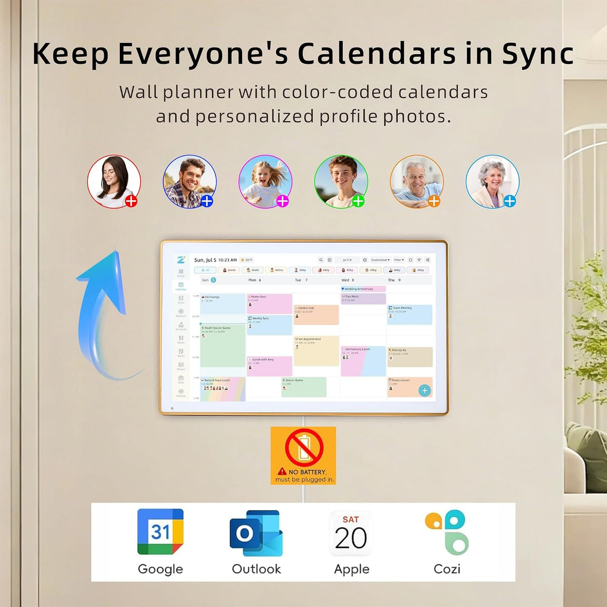 21.5 Inch Digital Calendar 1080P Touch Screen, Gold