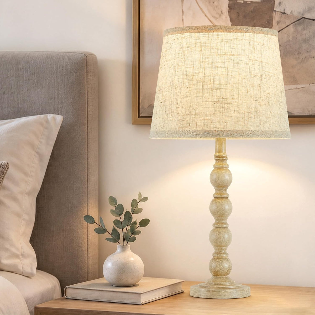 21" Farmhouse Table Lamps Set of 2, Vintage Bedside Lamps for Bedroom