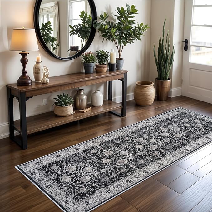 Hallway 2x8 Washable Runner Rug: Oriental Stain Resistant Kitchen Entryway Rugs