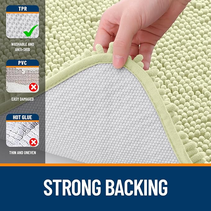 OLANLY Bathroom Rugs 30x18, Extra Soft Absorbent Chenille Bath Rugs, Rubber