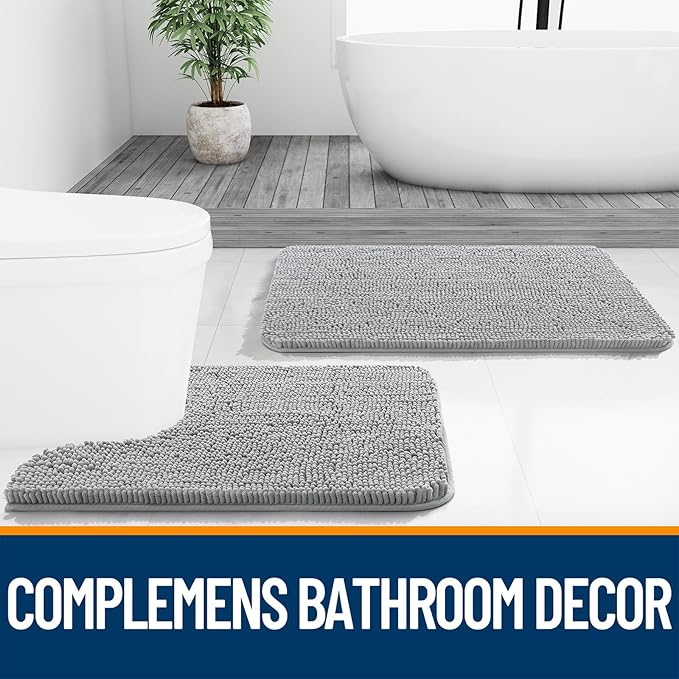 OLANLY Toilet Rugs U-Shaped 20x20, Extra Soft Absorbent Chenille Contour