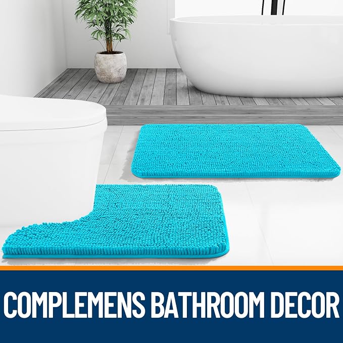OLANLY Bathroom Runner Rugs 44x24, Soft Absorbent Chenille Bath Rugs, Rubber