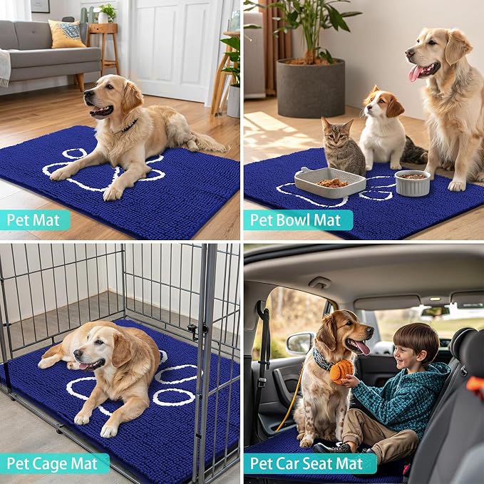 Smiry Dog Door Mat for Muddy Paws, Absorbent Dirt Trapper Non Slip Quick Dry