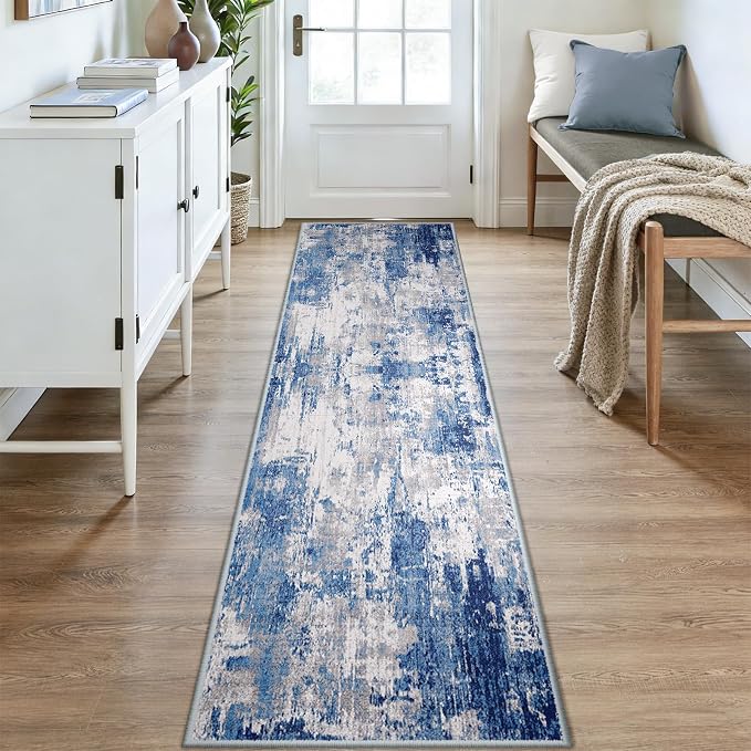 RELEANY Washable Area Rugs 2x9 Non-Slip Modern Abstract Soft