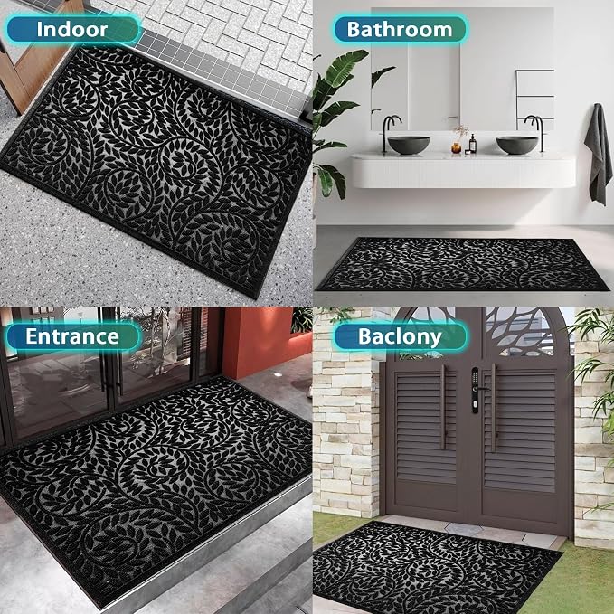 Bulijojo Front Door Mat Entrance, Durable Heavy Duty Welcome Mat, Thick