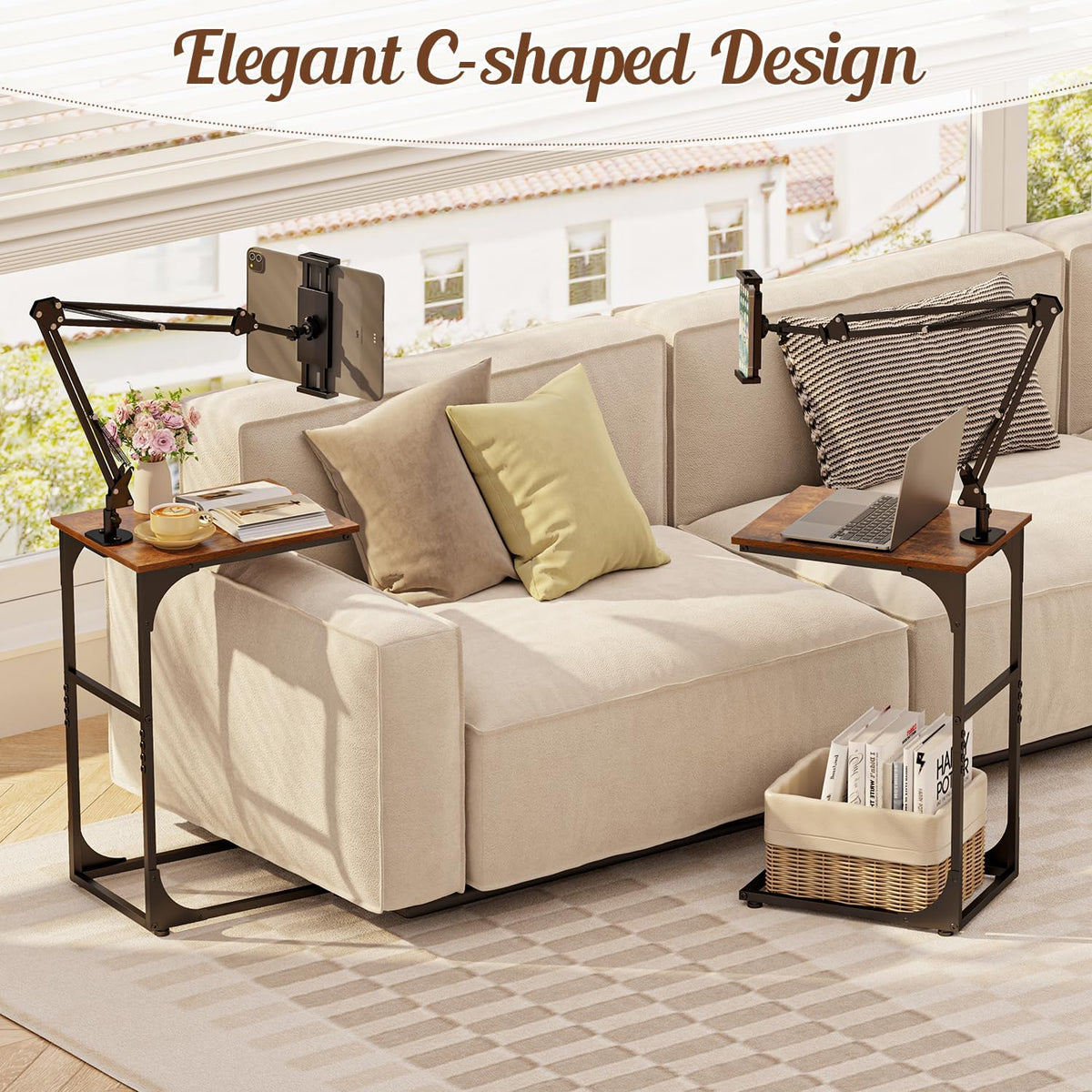 Floor Kindle Phone Tablet Stand with End Table for Overhead Bed,Counch