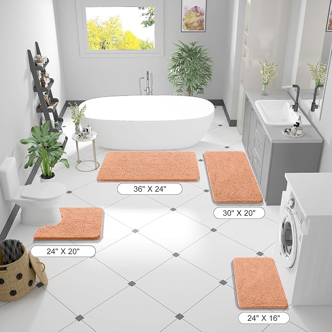 OLANLY Bathroom Rugs 30x20, Extra Soft Absorbent Chenille Bath Rugs, Rubber