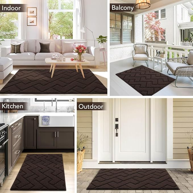 hicorfe Indoor Doormat, Welcome Door mat, Non Slip Door Mats 20"x32" Absorbent