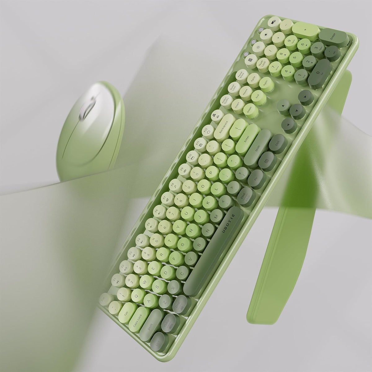 UBOTIE Wireless Keyboard and Mouse Combo, Phone Holder (Green)