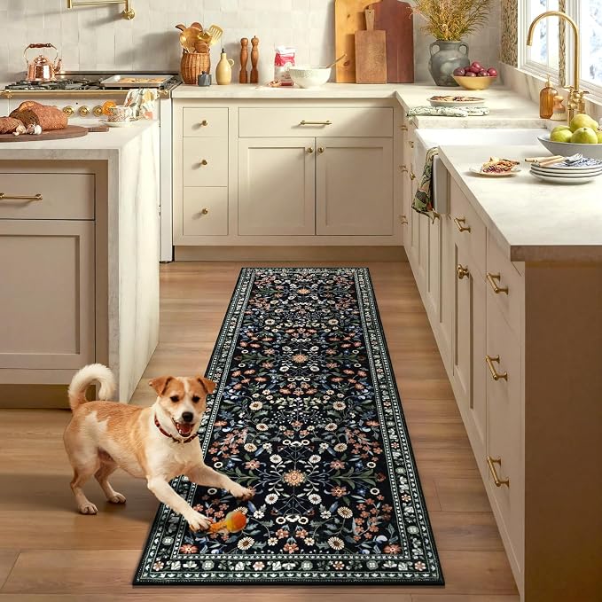 Yamaziot Washable Runner Rug 2x8 – Boho Non Slip Floral Hallway Runner Rug