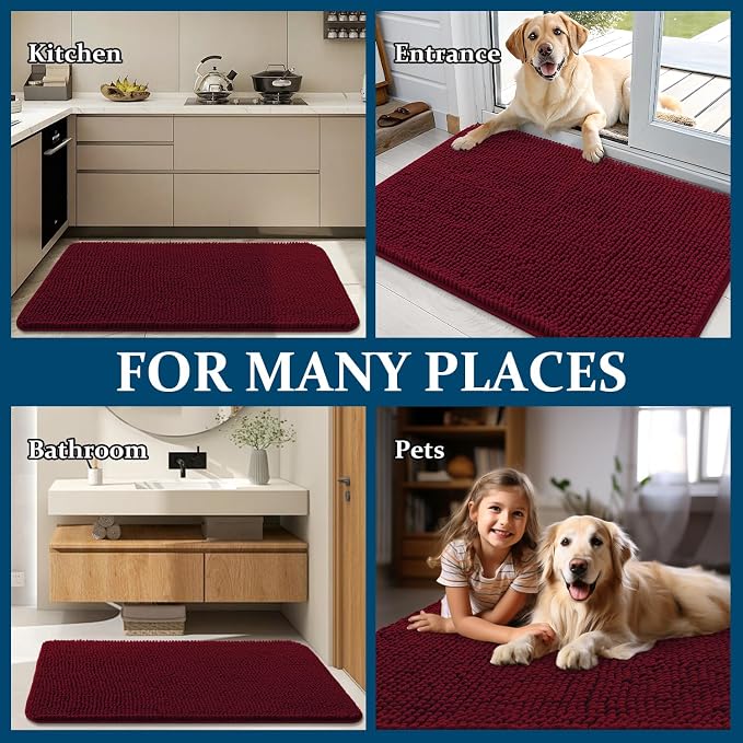 OLANLY Dog Door Mat for Muddy Paws 70x35, Absorbs Moisture and Dirt, Absorbent