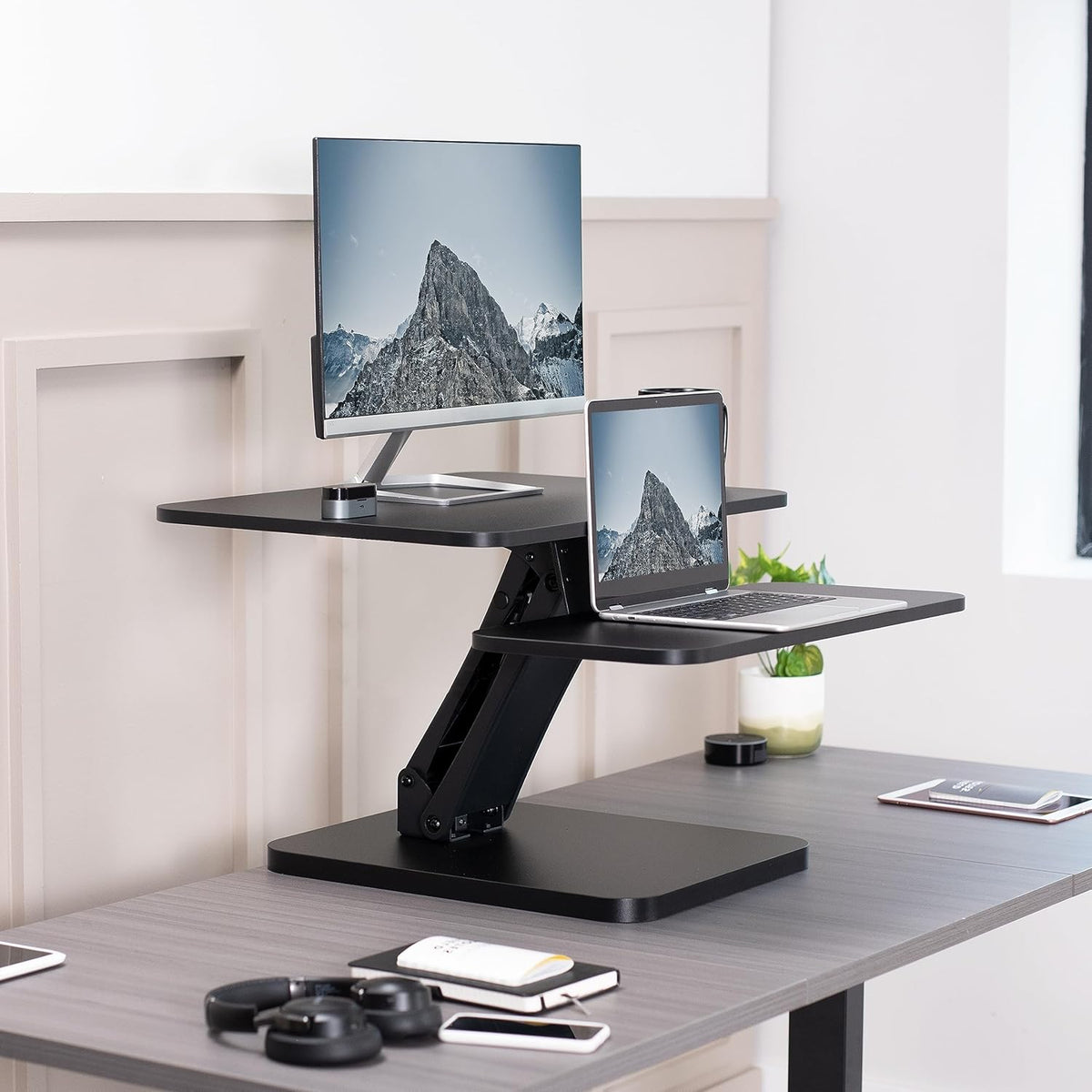 VIVO 25 in Standing Desk Converter, Keyboard & Mouse Tray