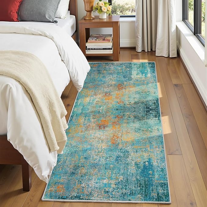 RELEANY Washable Area Rugs 2'x10' Non-Slip Modern Abstract Soft