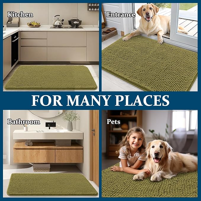 OLANLY Dog Door Mat for Muddy Paws 47x32, Absorbs Moisture and Dirt, Absorbent