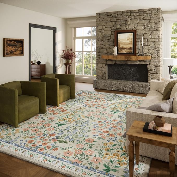 10x12 Area Rugs Living Room: Washable Rug Non Slip Stain Resistant Low Pile