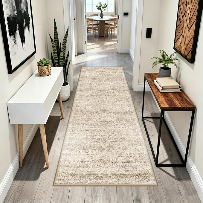 Kitchen Runners Rug 2.5x8 with Non-Slip Backing, Vintage Washable Runner Rugs