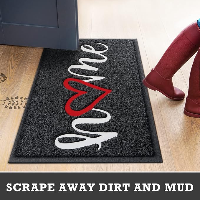 CozyBounty Black Door Mat Welcome Mats Home Non-Slip Doormat