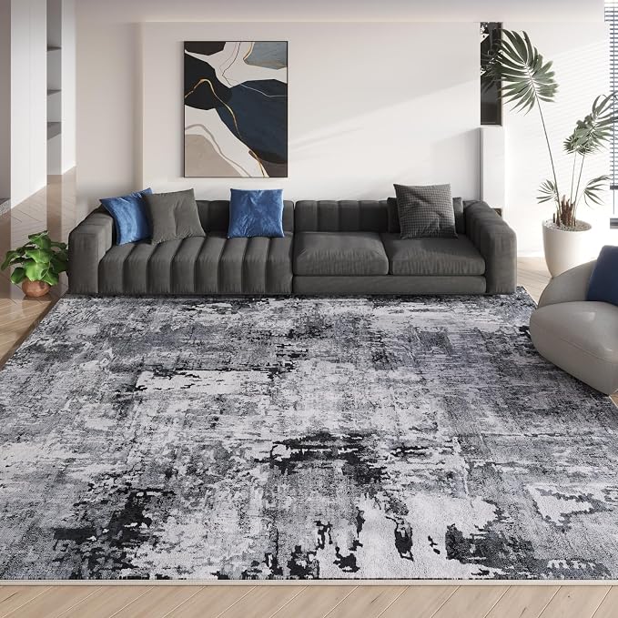 Rugcomf 8x10 Area Rug Washable Boho Rug Soft Non-Slip Non-Shedding Faux Wool