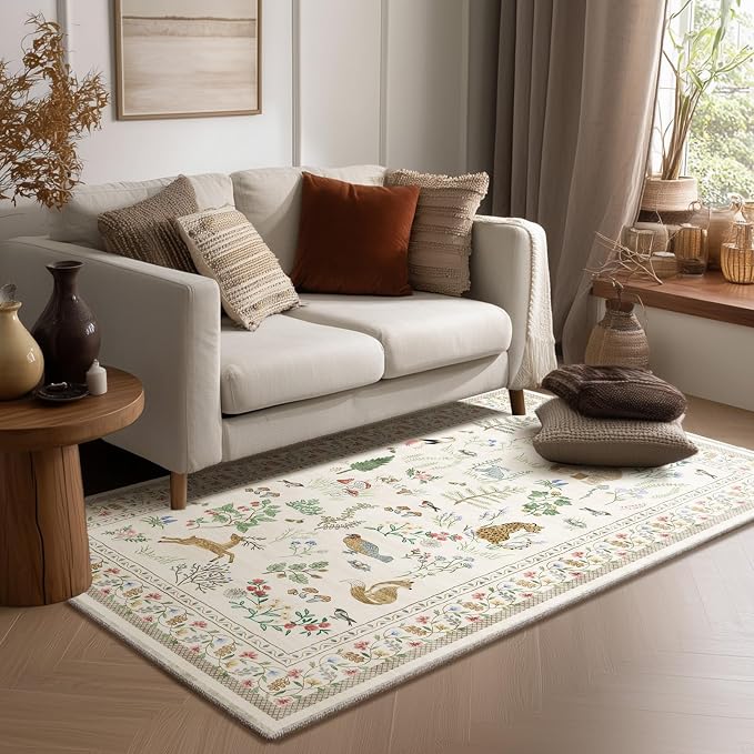 4x6 Washable Area Rugs for Entryway: Small Living Room Rug Stain Resistant Non