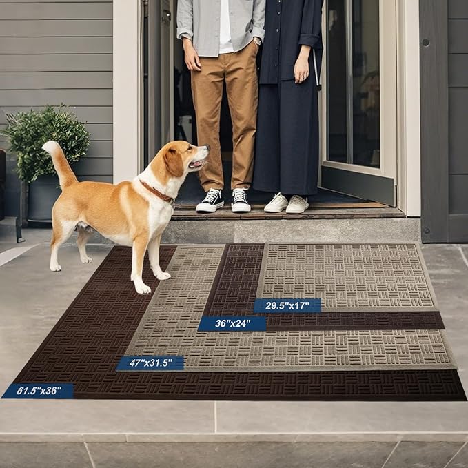 Mibao Front Door Mat Indoor Outdoor Entrance, Dirt Trapping Waterproof