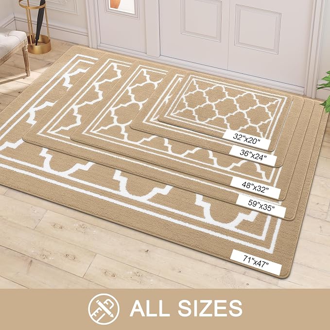 Buganda Large Indoor Door Mat, Dirt-Resistant and Absorbent Doormat, Low