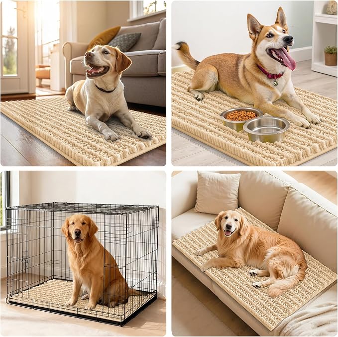 Smiry Dog Door Mat for Muddy Paws 48x30, Absorbent Dirt Trapper, Non-Slip