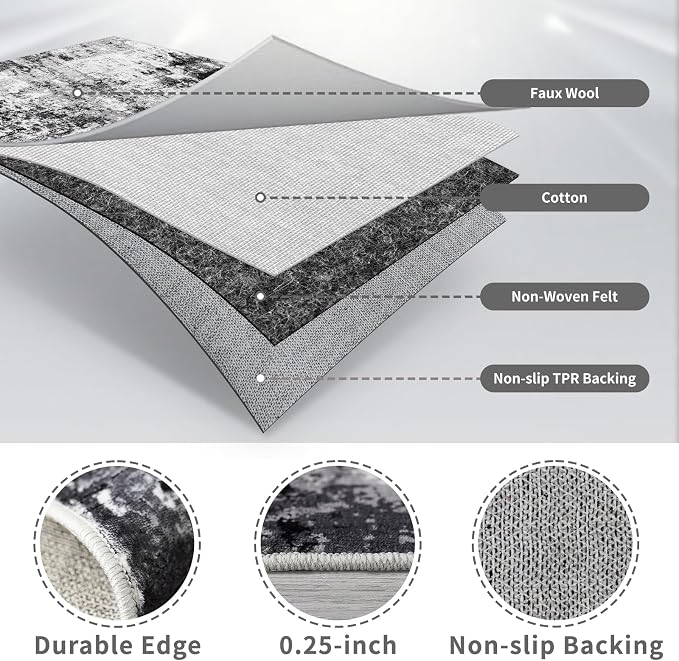 3x10 Washable Runner Rugs for Hallway: Easy-to-Clean Abstract Runners for