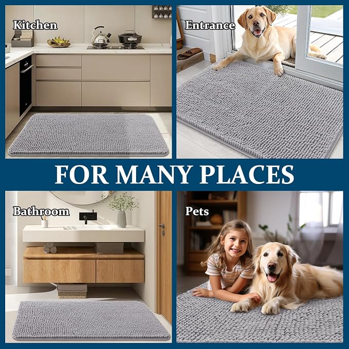 OLANLY Dog Door Mat for Muddy Paws 47x17, Absorbs Moisture and Dirt, Absorbent
