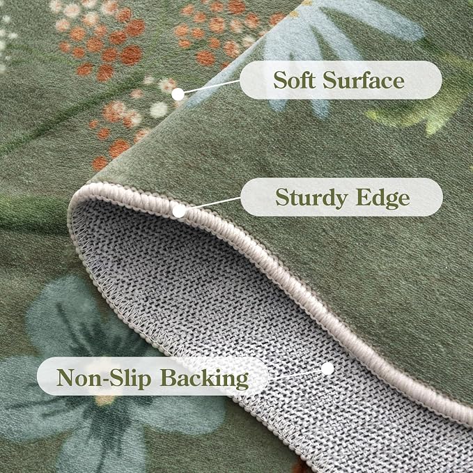 Lahome Floral 9x12 Area Rugs for Living Room Bedroom, Soft Washable Rugs 9x12