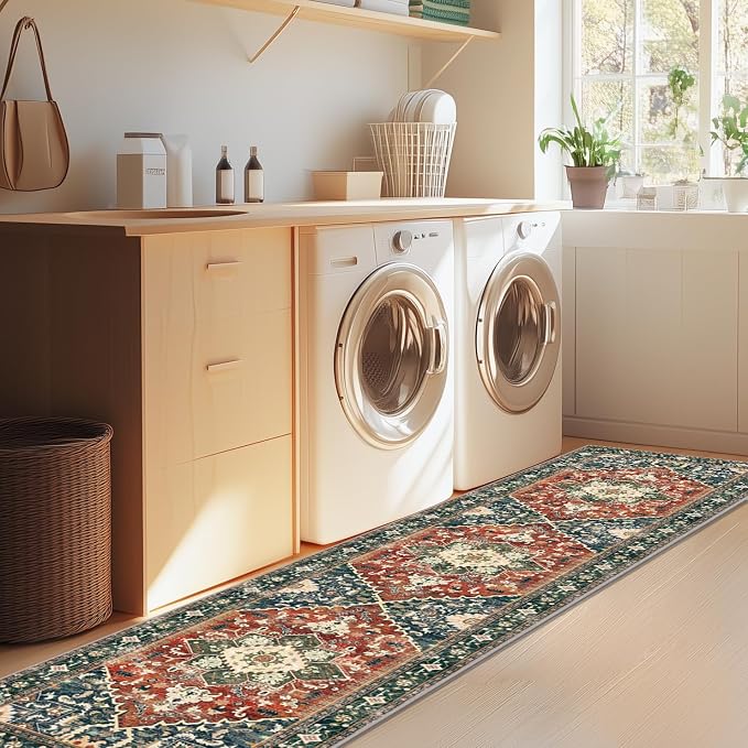 Yamaziot Washable Runner Rug, 2x8 Non-Slip Boho Vintage Hallway Rug Runner