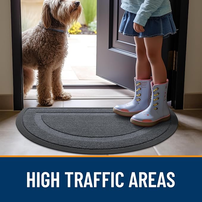 OLANLY Half Circle Door Mat Indoor Outdoor Entrance Welcome, Waterproof
