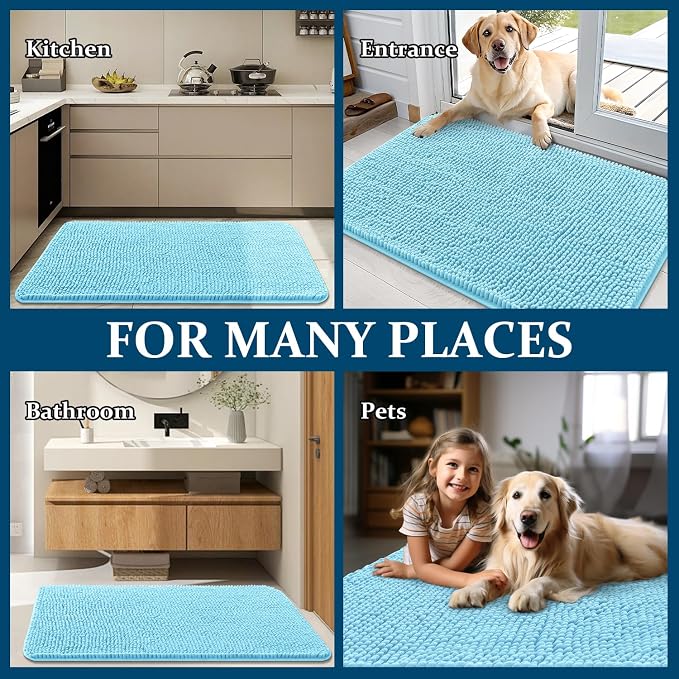 OLANLY Dog Door Mat for Muddy Paws 59x35, Absorbs Moisture and Dirt, Absorbent