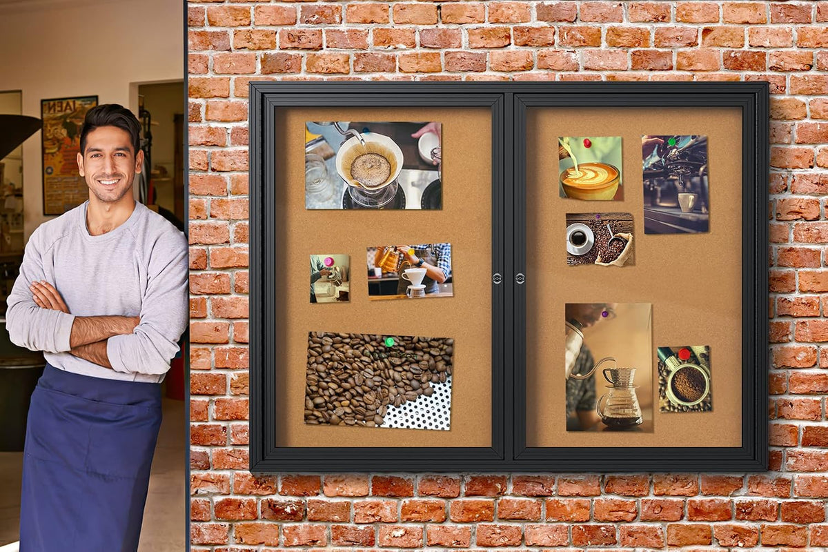 INNOVART Outdoor Enclosed Bulletin Board Weatherproof 60”x36”