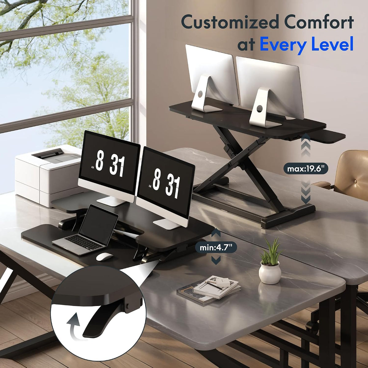 FLEXISPOT Standing Desk Converter, 36", Black