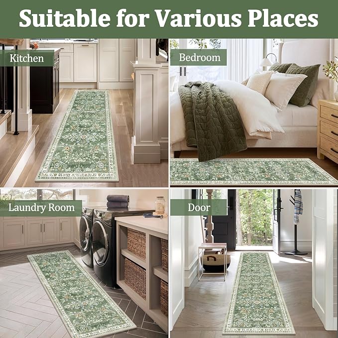 Yamaziot Washable Area Rug 6x9, Large Non-Slip Boho Floral Living Room Rug