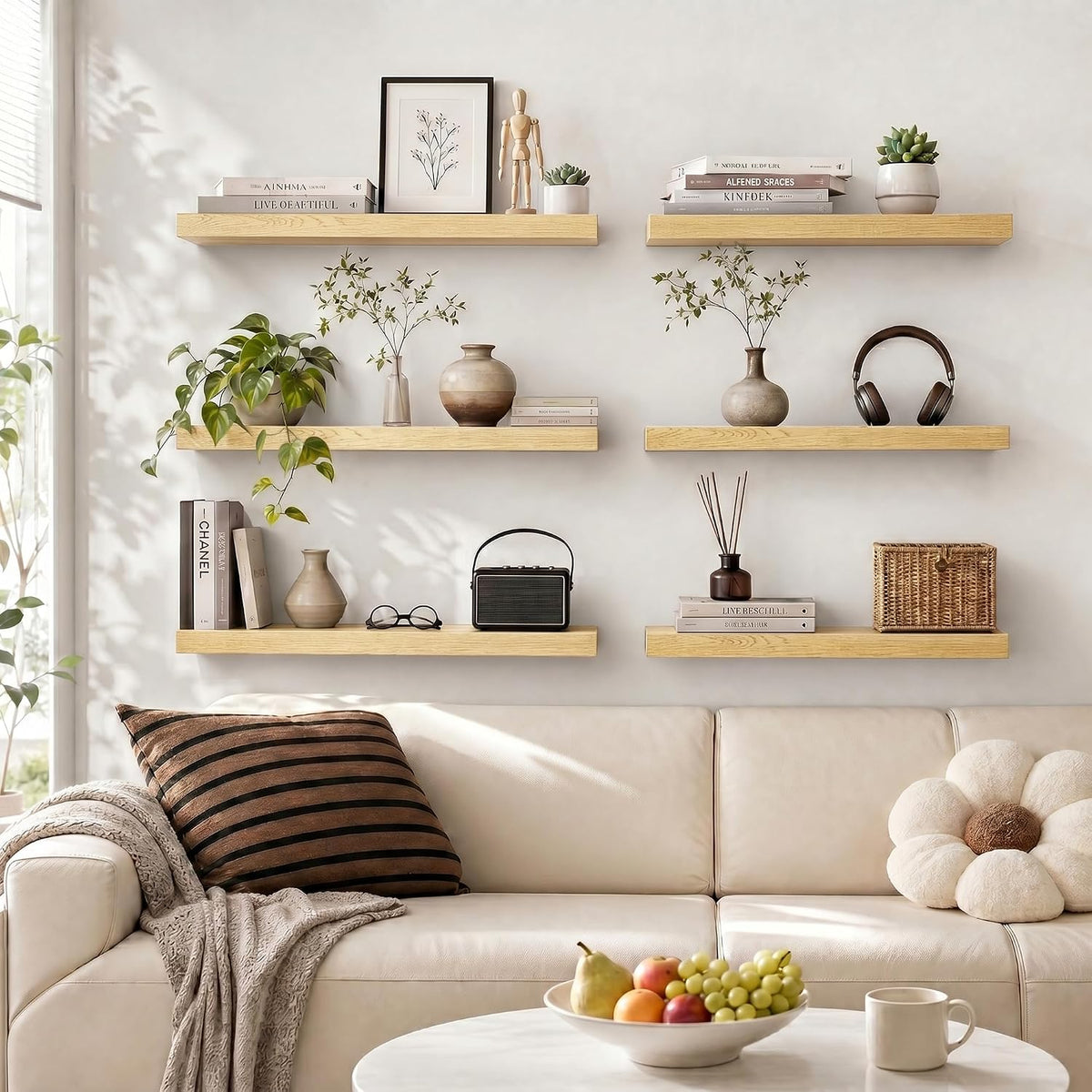 Heimlove Floating Shelves 23.6" W x 9.3" D Oak Set of 2