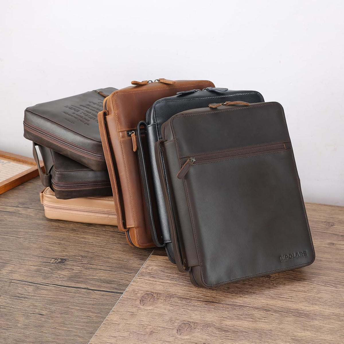 Polare Full Grain Leather Bible Cover Church Bag Bible Protective Book Holder Carrying Case Folder Organizer Portfolio, Dark Brown