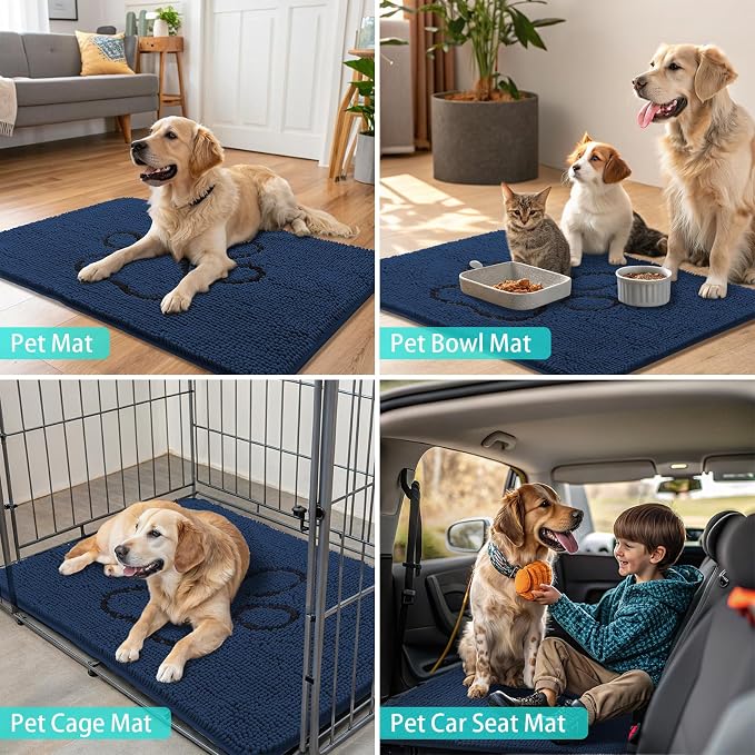 Smiry Dog Door Mat for Muddy Paws, Absorbent Dirt Trapper Non Slip Quick Dry