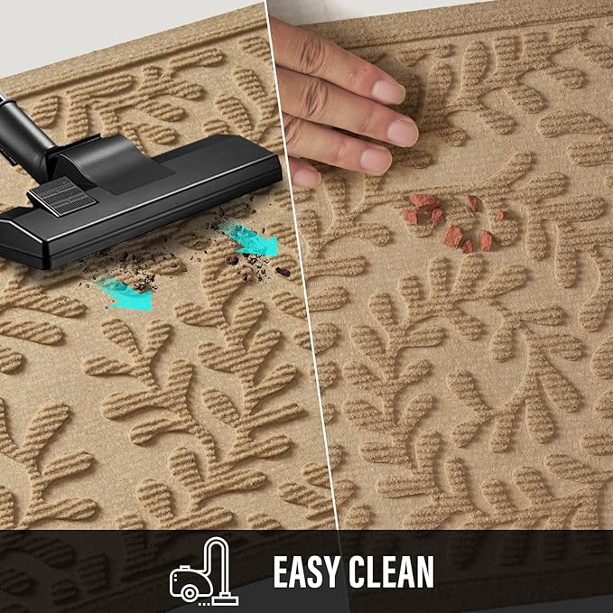 HIYARD Front Door Mat, Absorbent Dirt Trapping Welcome Door Mat Indoor Outdoor