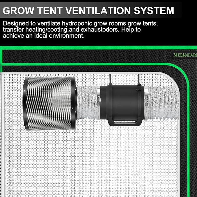 MELONFARM Air Filtration Kit, 8 Ft Ducting & Rubber Coupler, Air Cooling and